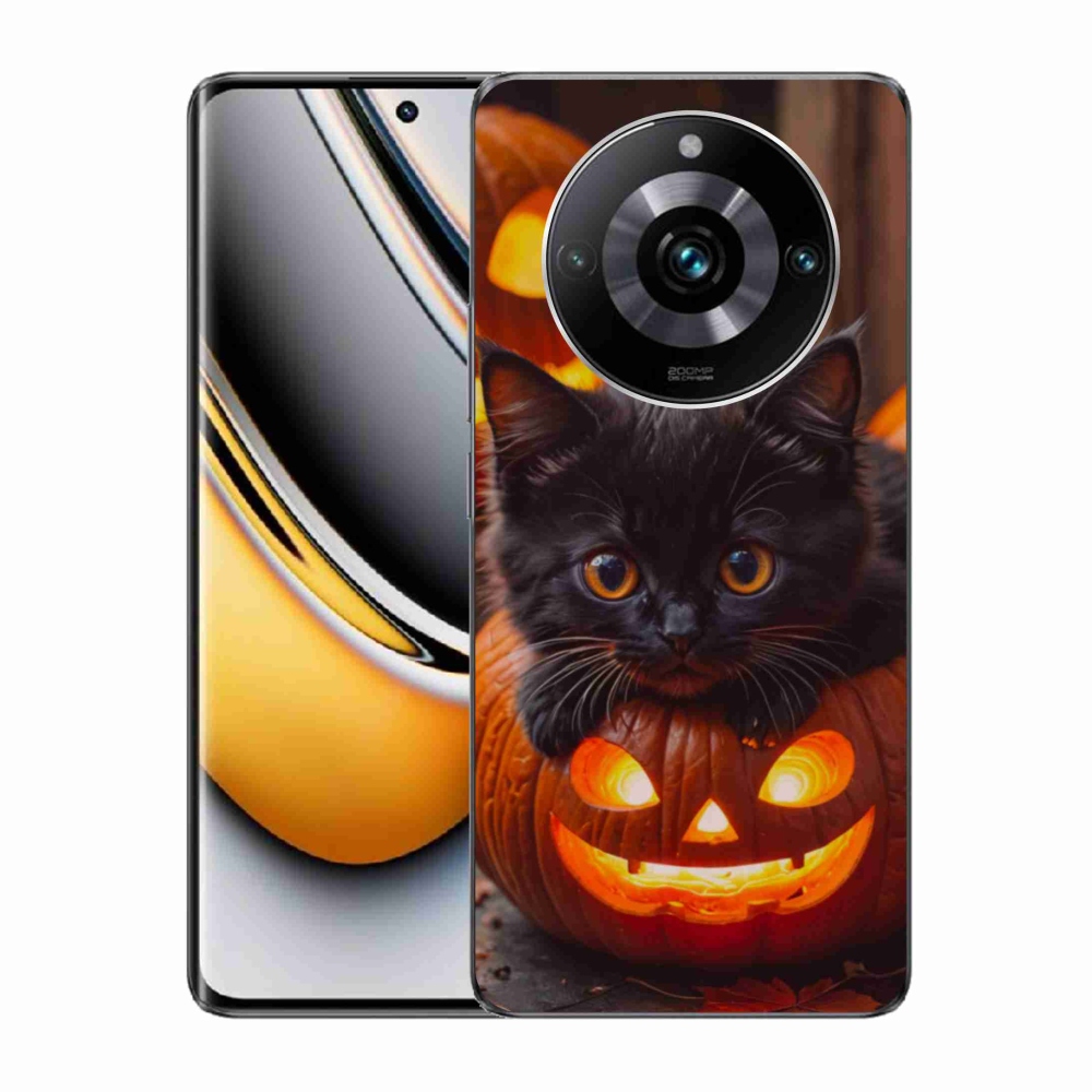 Gélový kryt mmCase na Realme 11 Pro 5G/11 Pro+ 5G - mačiatko a tekvica