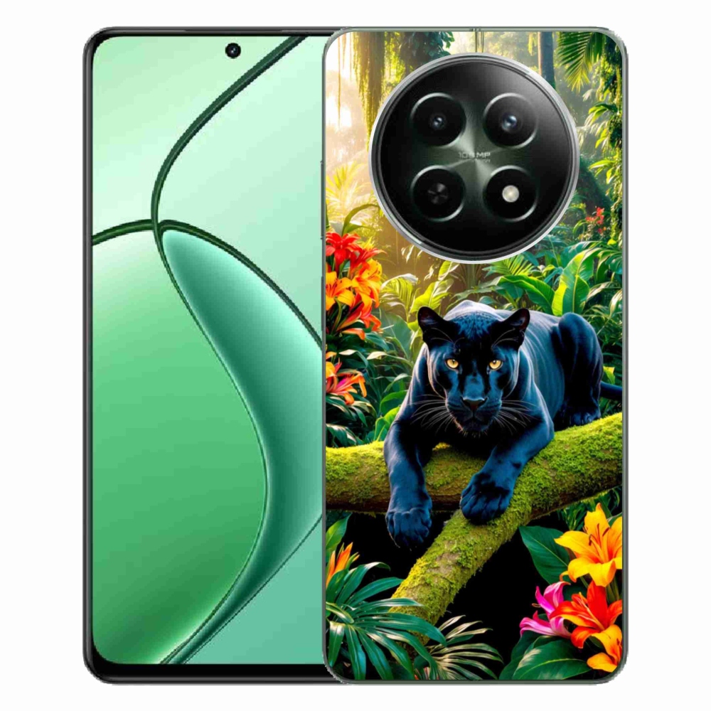 Gélový kryt mmCase na Realme 12 5G/12x 5G - čierny panter v džungli