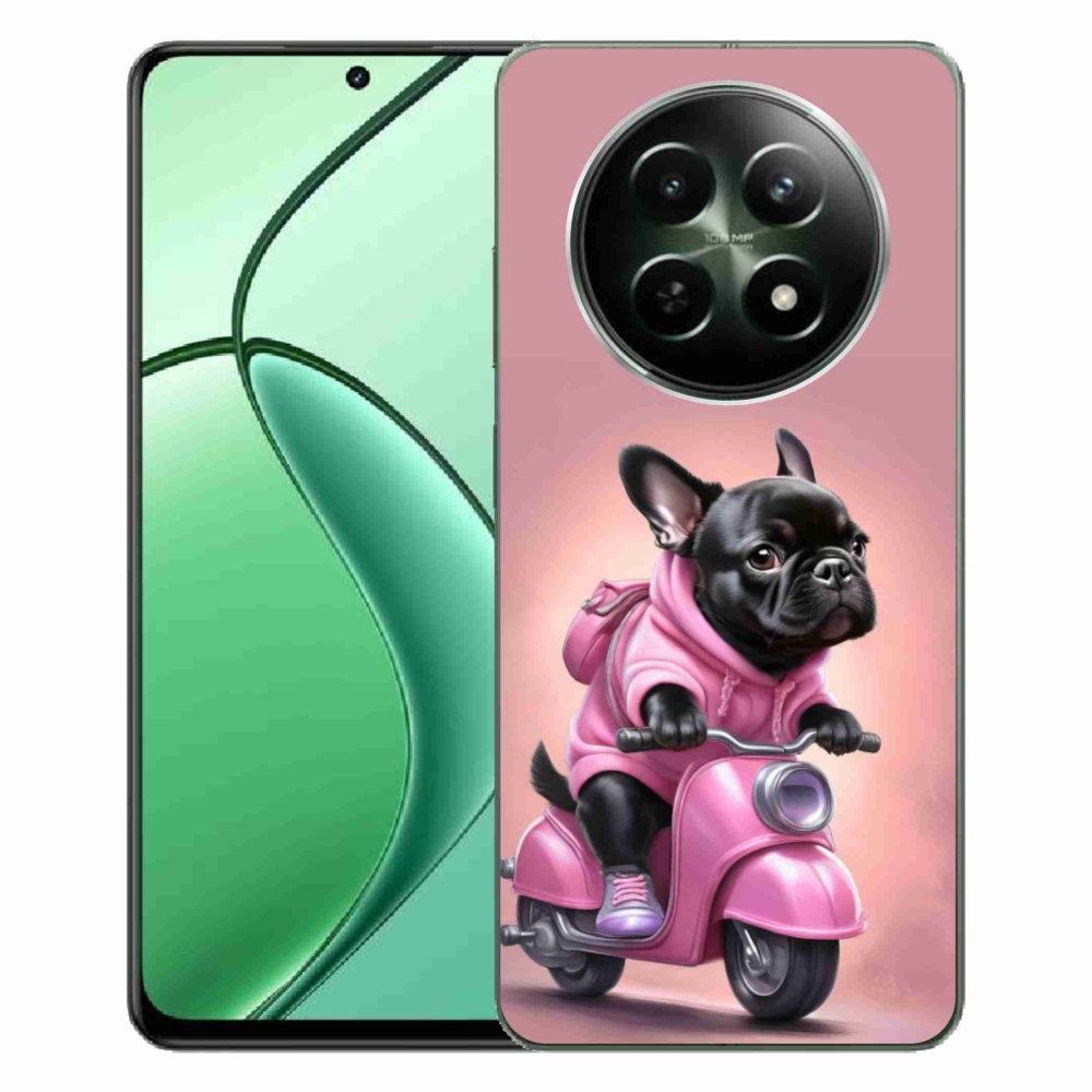 Gélový kryt mmCase na Realme 12 5G/12x 5G - francúzsky buldoček na skútri