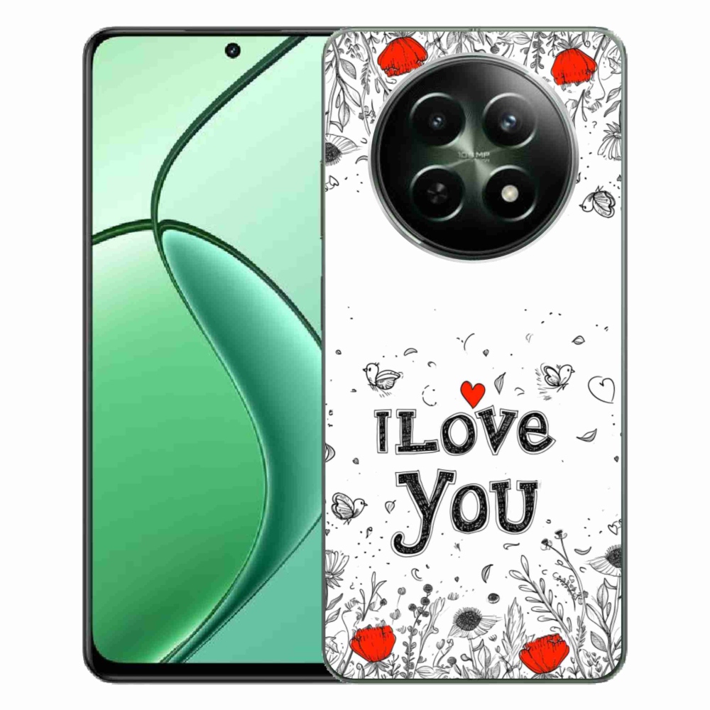 Gélový kryt mmCase na Realme 12 5G/12x 5G - I love you biele pozadie