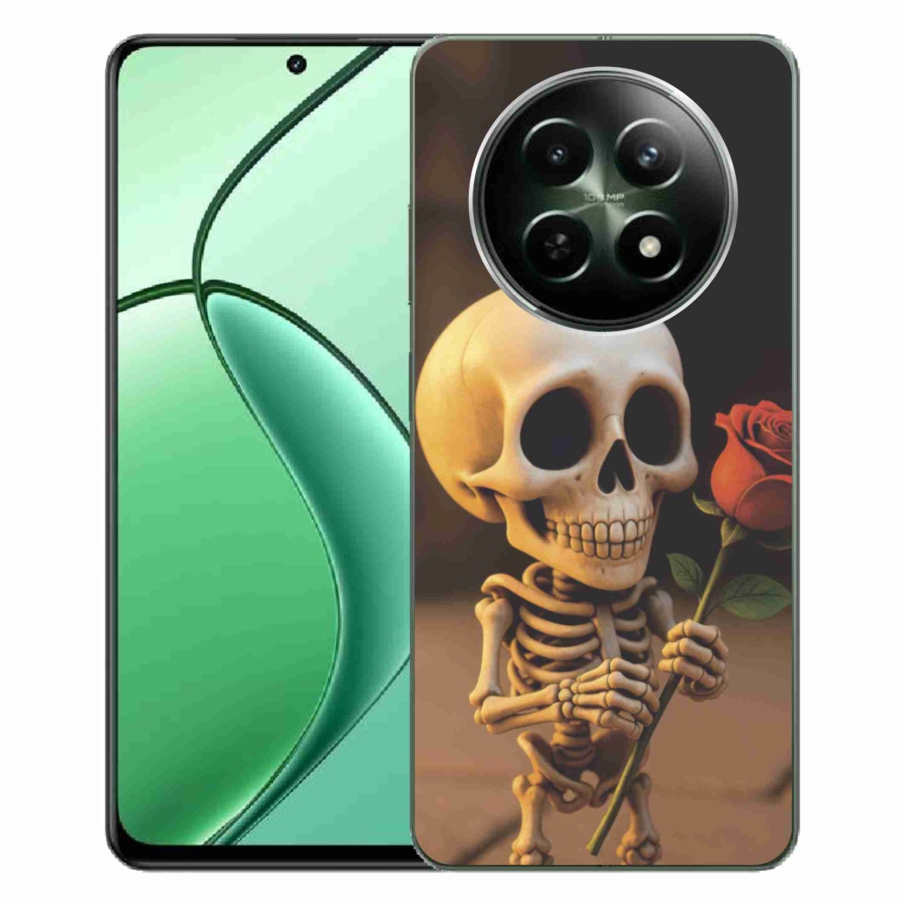 Gélový kryt mmCase na Realme 12 5G/12x 5G - kostlivec s ružou