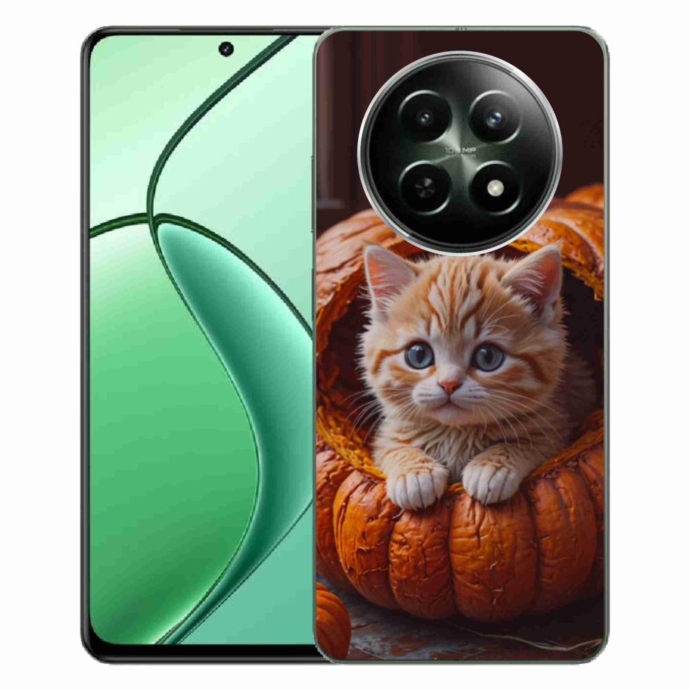 Gélový kryt mmCase na Realme 12 5G/12x 5G - mačiatko a tekvica 2