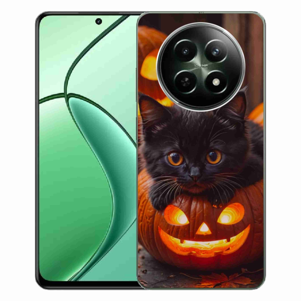 Gélový kryt mmCase na Realme 12 5G/12x 5G - mačiatko a tekvica