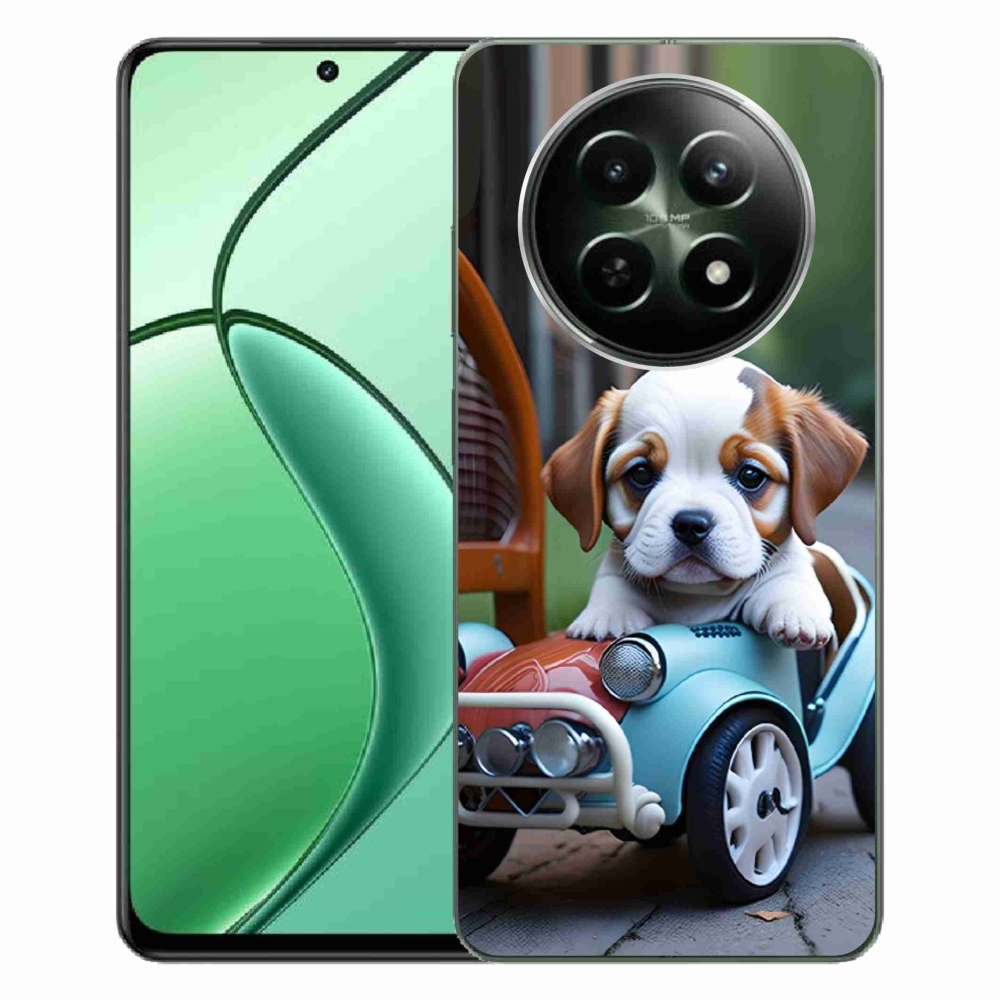 Gélový kryt mmCase na Realme 12 5G/12x 5G - šteňa v retro aute
