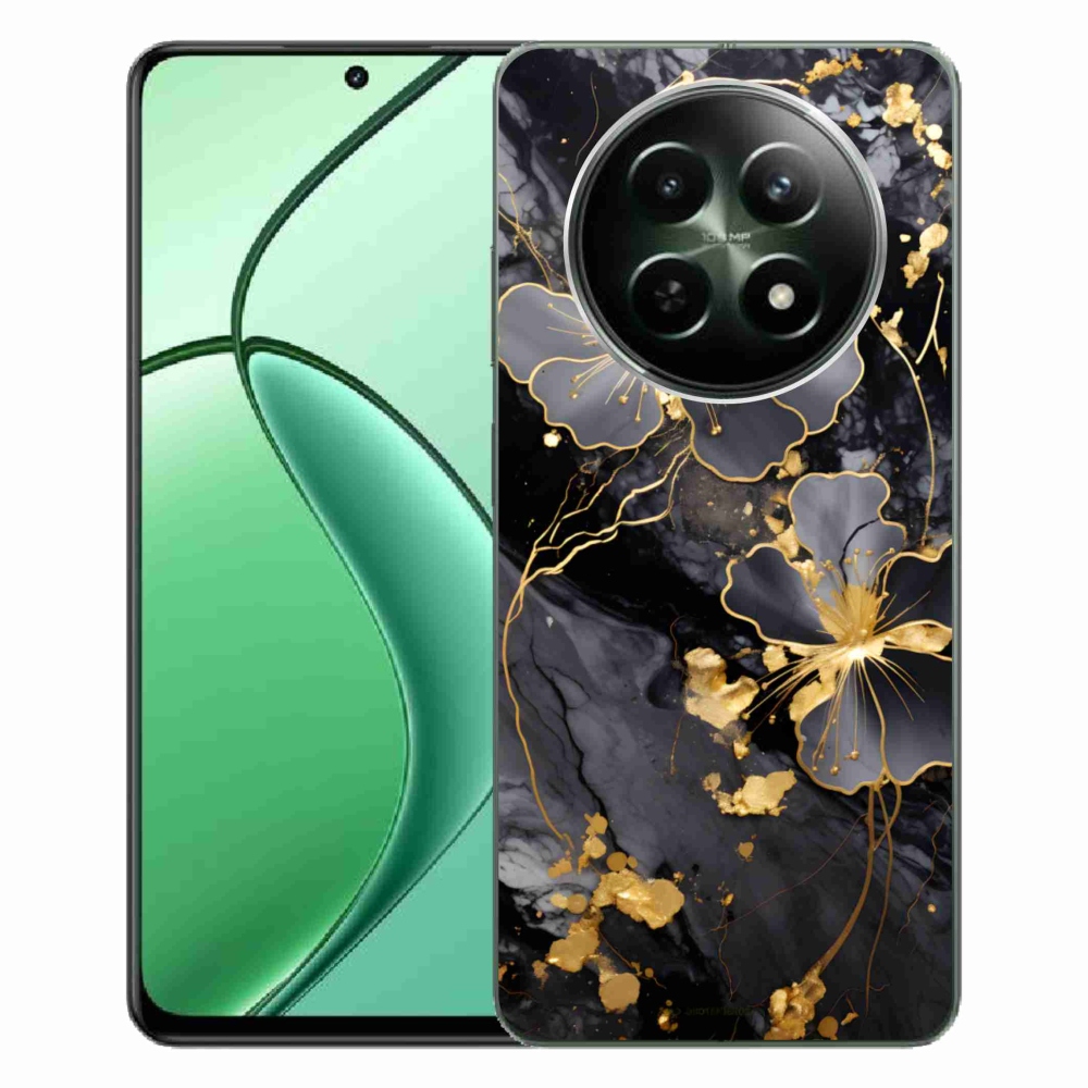 Gélový kryt mmCase na Realme 12 5G/12x 5G - zlaté kvety
