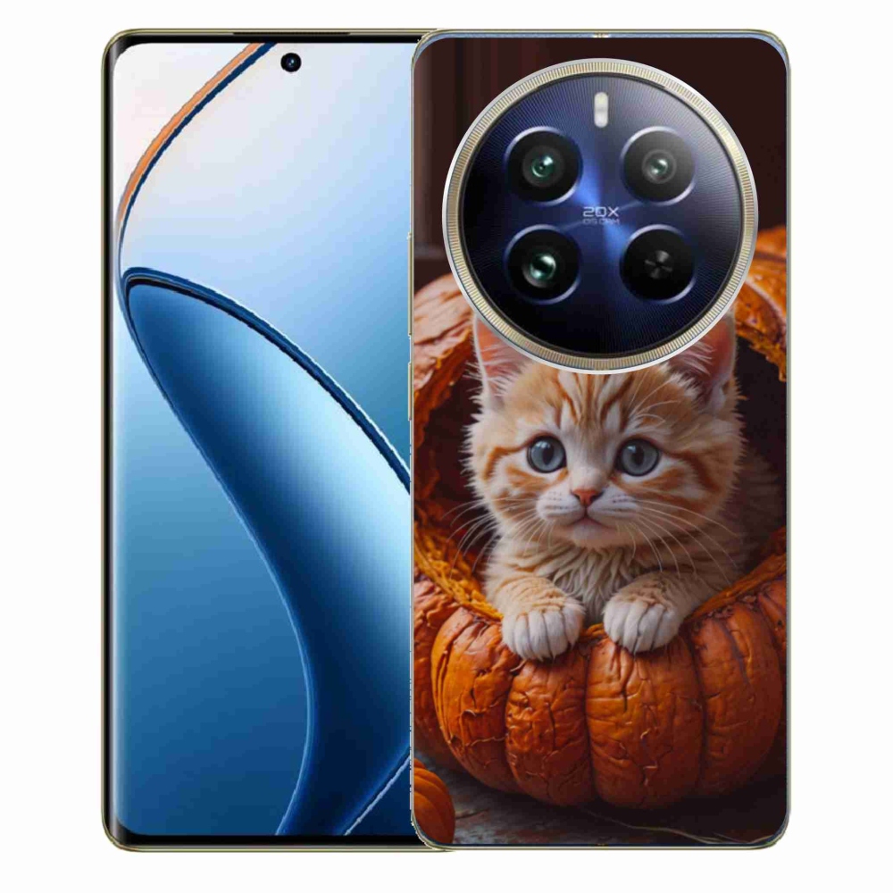 Gélový kryt mmCase na Realme 12 Pro 5G/12 Pro+ 5G - mačiatko a tekvica 2