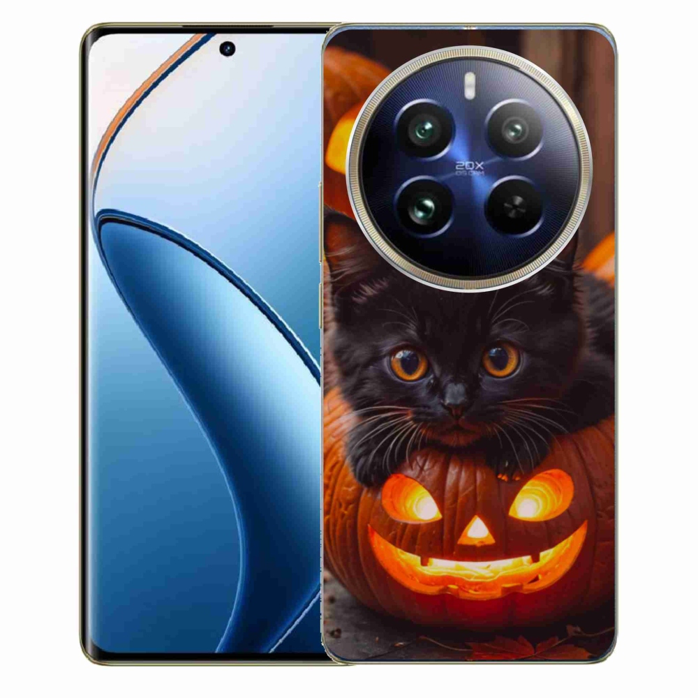 Gélový kryt mmCase na Realme 12 Pro 5G/12 Pro+ 5G - mačiatko a tekvica