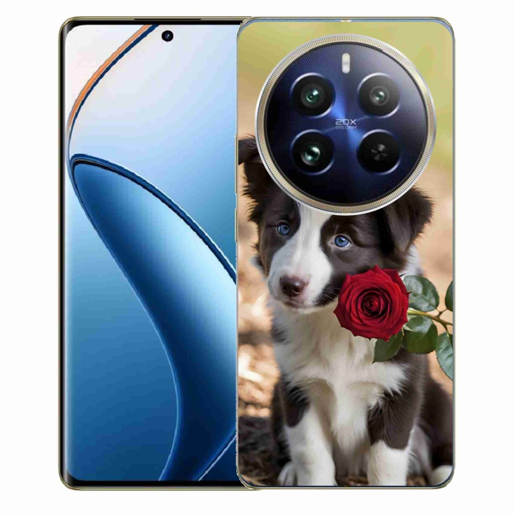 Gélový kryt mmCase na Realme 12 Pro 5G/12 Pro+ 5G - roztomilá border kólia s ružou