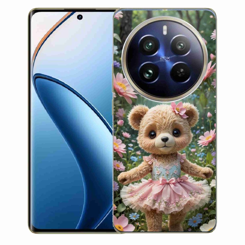 Gélový kryt mmCase na Realme 12 Pro 5G/12 Pro+ 5G - roztomilý medvedík v kvetoch