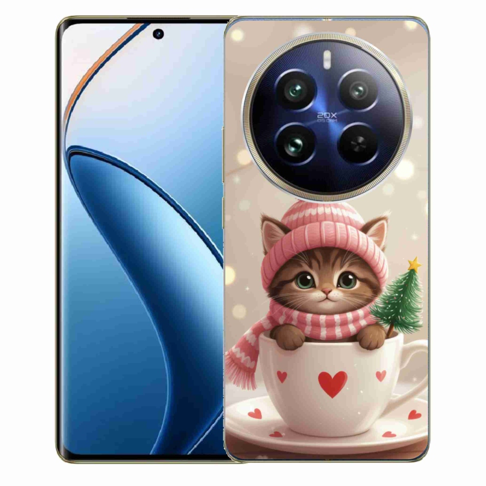 Gélový kryt mmCase na Realme 12 Pro 5G/12 Pro+ 5G - vianočné mačiatko v hrnčeku