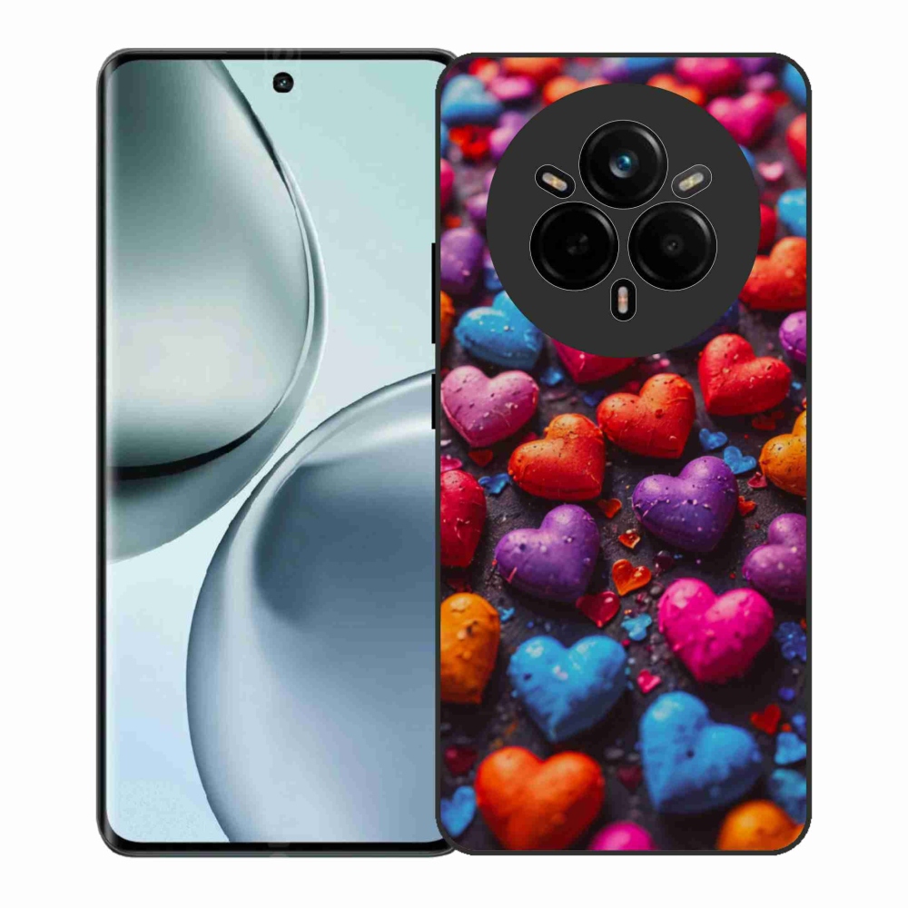 Gélový kryt mmCase na Realme 14 Pro+ 5G - farebné srdcia