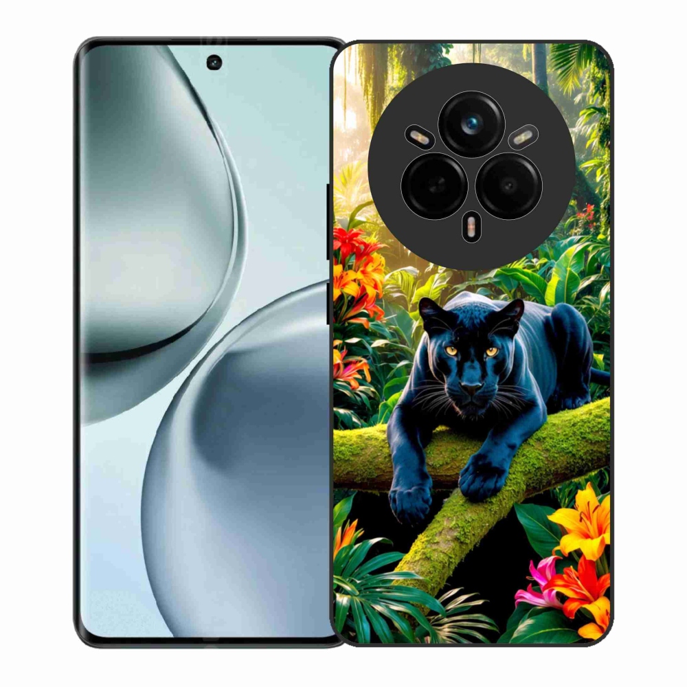 Gélový kryt mmCase na Realme 14 Pro+ 5G - čierny panter v džungli
