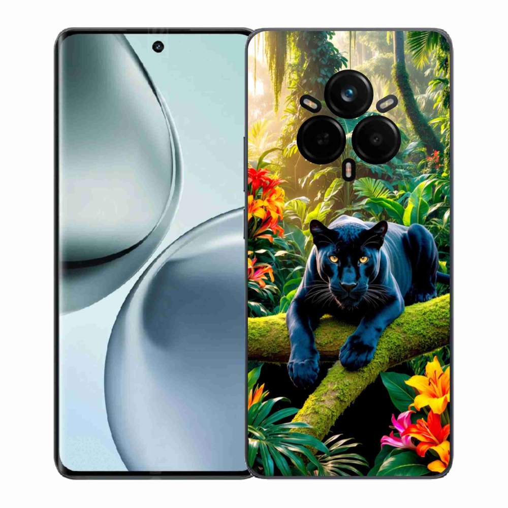 Gélový kryt mmCase na Realme 14 Pro 5G - čierny panter v džungli