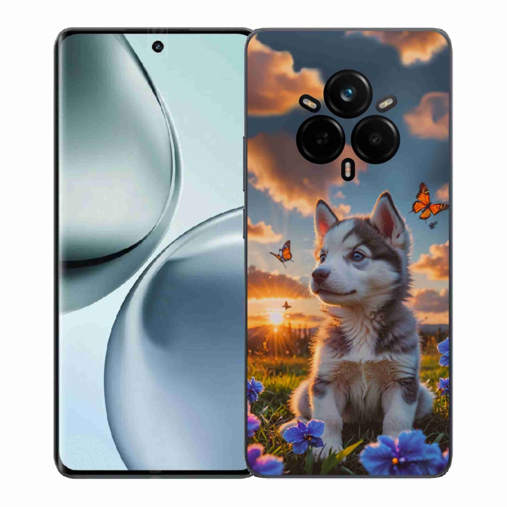 Gélový kryt mmCase na Realme 14 Pro 5G - husky pri západe slnka