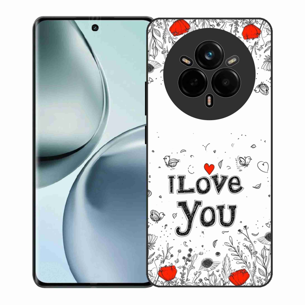 Gélový kryt mmCase na Realme 14 Pro+ 5G - I love you biele pozadie
