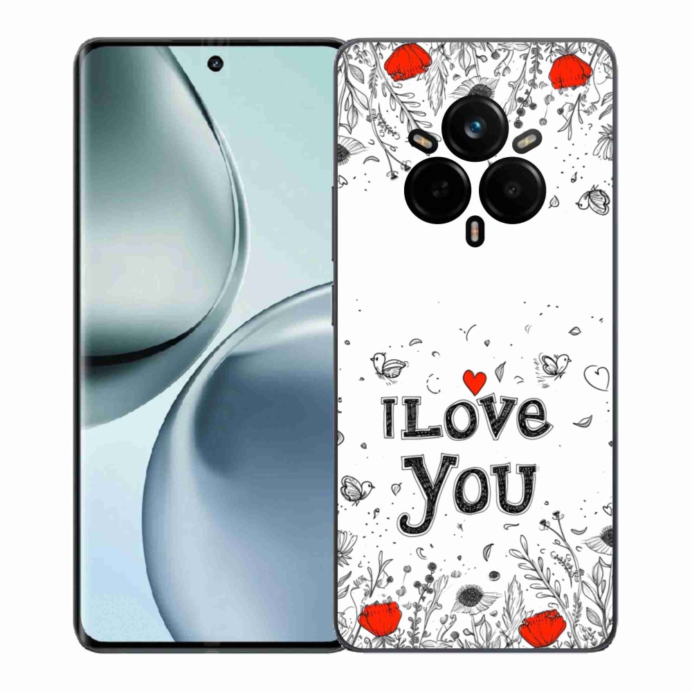 Gélový kryt mmCase na Realme 14 Pro+ 5G - I love you biele pozadie