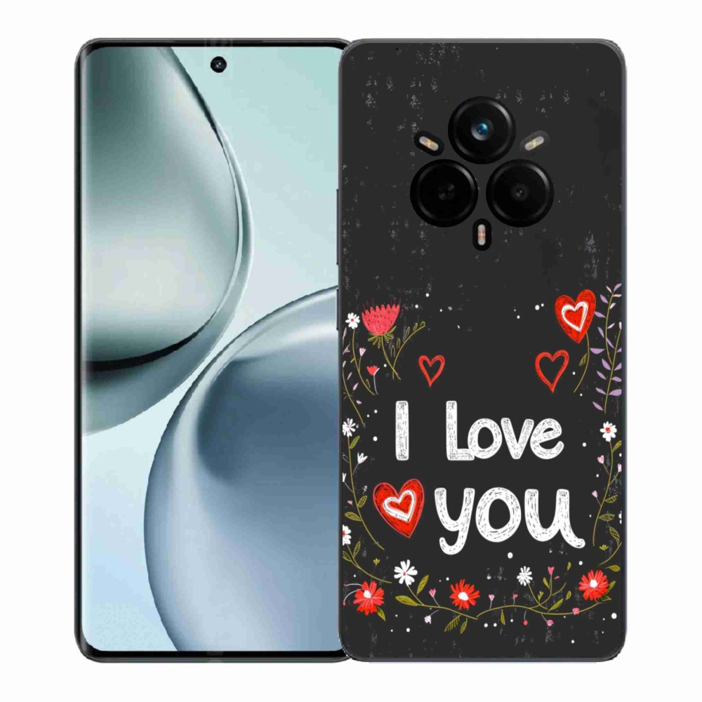 Gélový kryt mmCase na Realme 14 Pro+ 5G - I love you čierne pozadie
