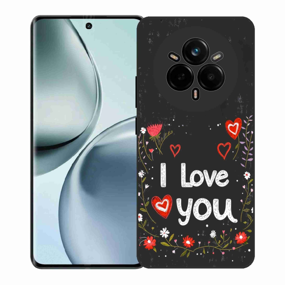 Gélový kryt mmCase na Realme 14 Pro+ 5G - I love you čierne pozadie