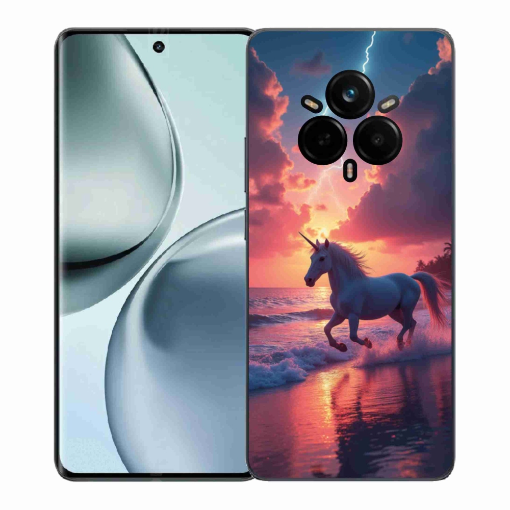 Gélový kryt mmCase na Realme 14 Pro 5G - jednorožec na pláži