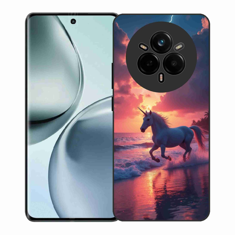 Gélový kryt mmCase na Realme 14 Pro+ 5G - jednorožec na pláži