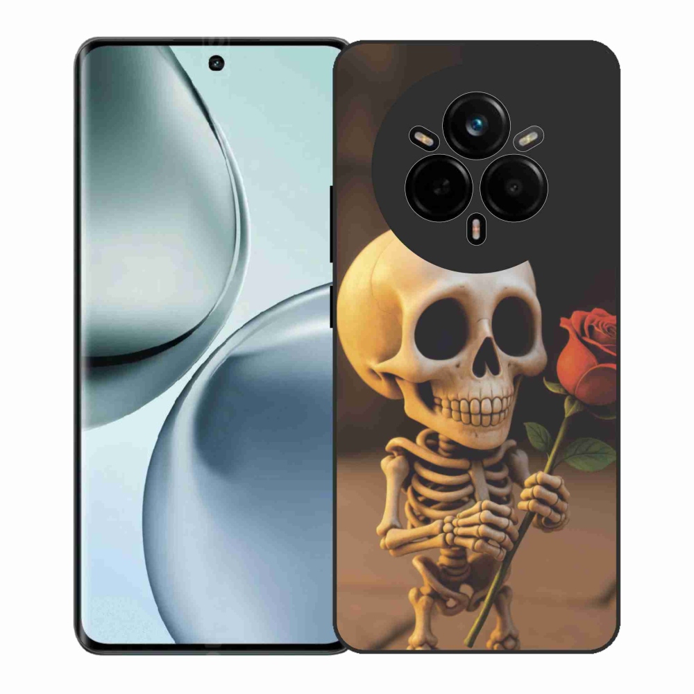 Gélový kryt mmCase na Realme 14 Pro+ 5G - kostlivec s ružou