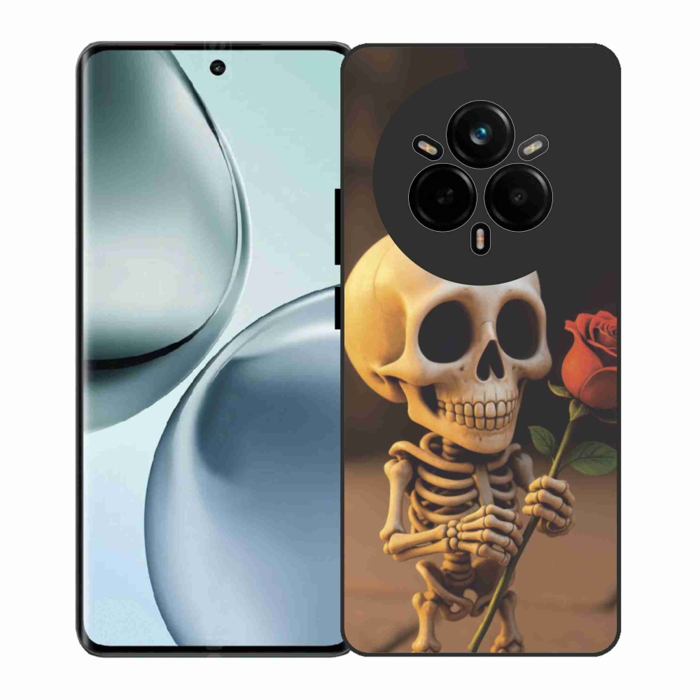 Gélový kryt mmCase na Realme 14 Pro 5G - kostlivec s ružou