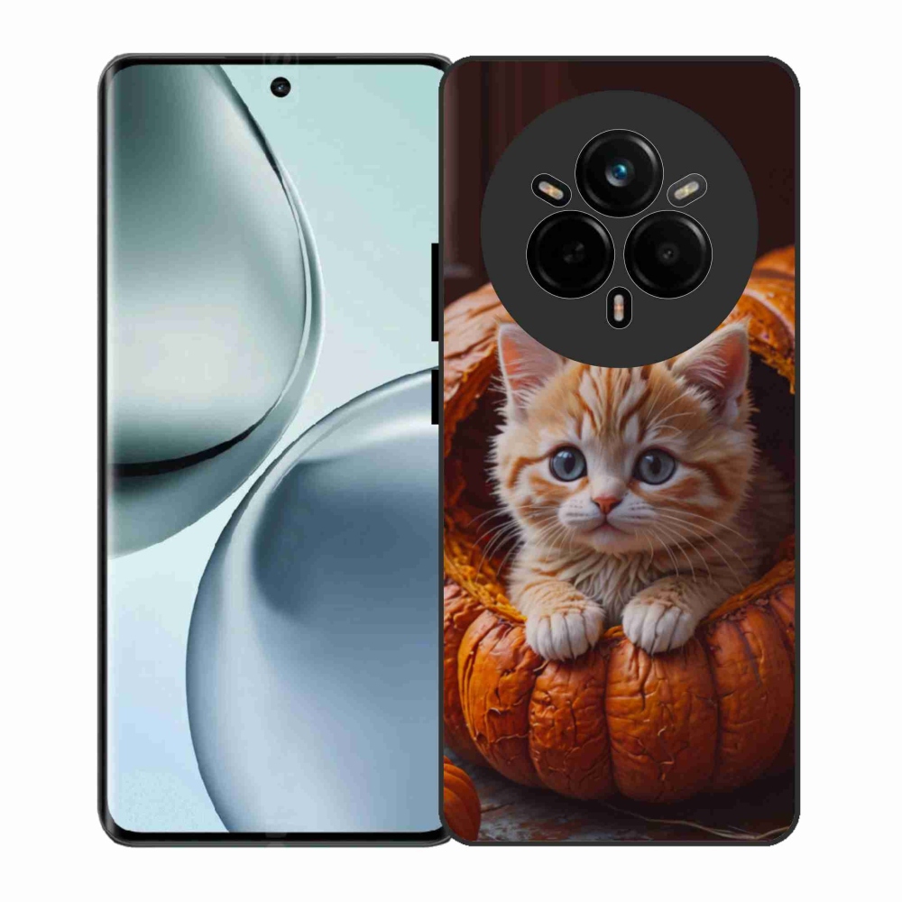 Gélový kryt mmCase na Realme 14 Pro 5G - mačiatko a tekvica 2