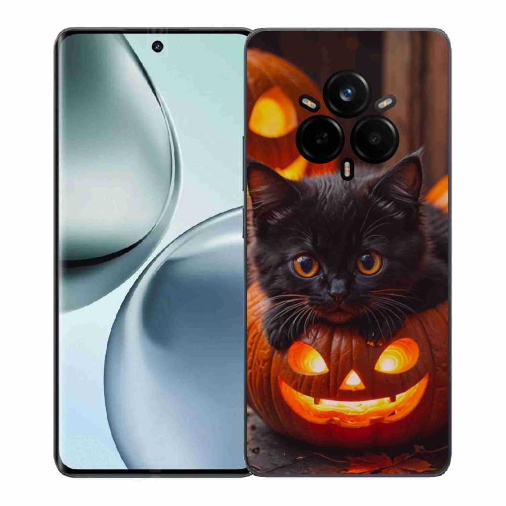 Gélový kryt mmCase na Realme 14 Pro+ 5G - mačiatko a tekvica