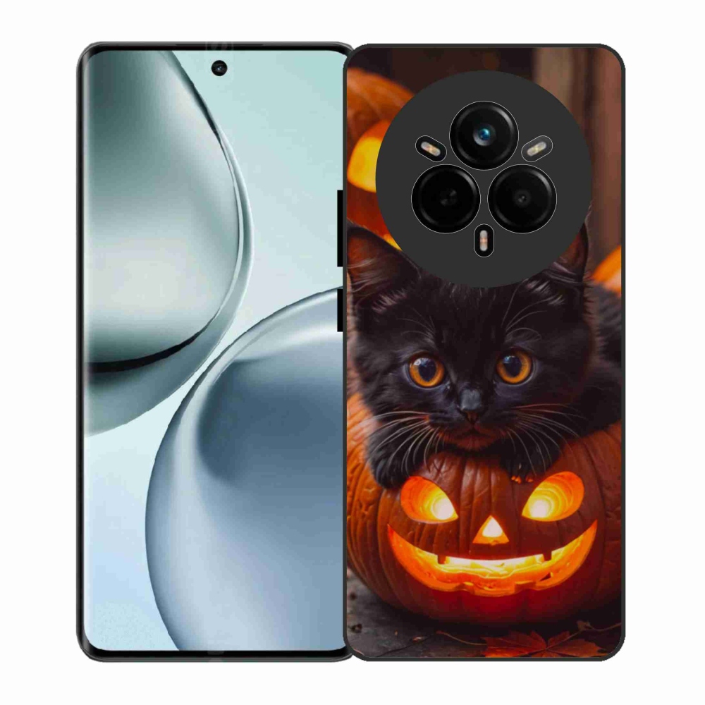 Gélový kryt mmCase na Realme 14 Pro 5G - mačiatko a tekvica