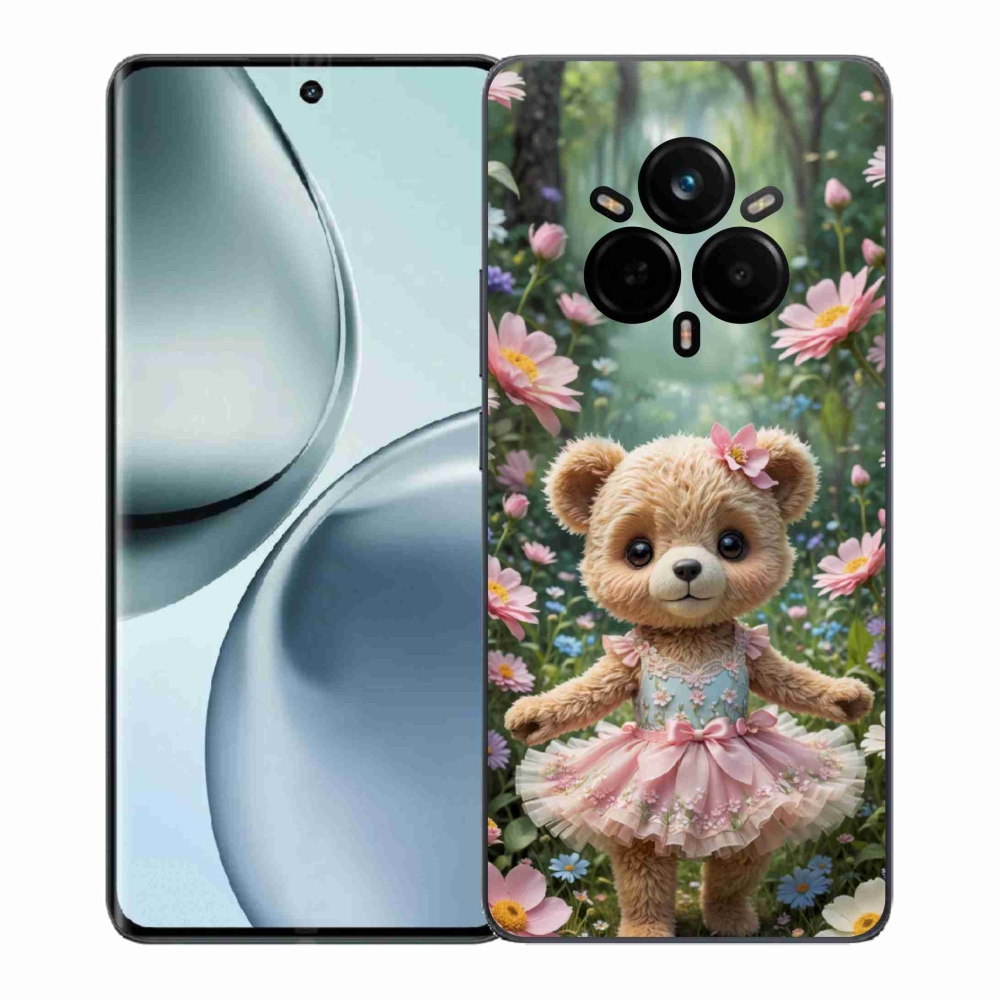 Gélový kryt mmCase na Realme 14 Pro 5G - roztomilý medvedík v kvetoch