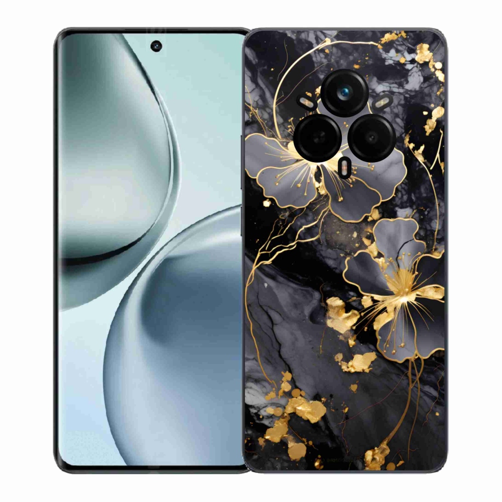 Gélový kryt mmCase na Realme 14 Pro+ 5G - zlaté kvety