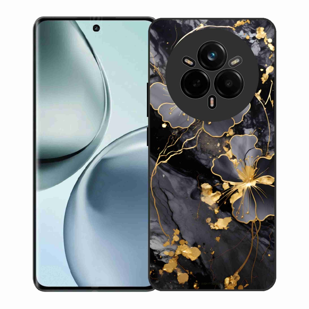 Gélový kryt mmCase na Realme 14 Pro+ 5G - zlaté kvety