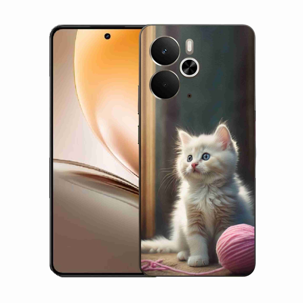 Gélový kryt mmCase na Realme 14T 5G/14 5G - biele mačiatko 2