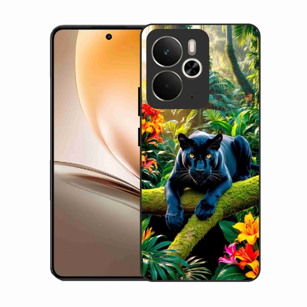 Gélový kryt mmCase na Realme 14T 5G/14 5G - čierny panter v džungli