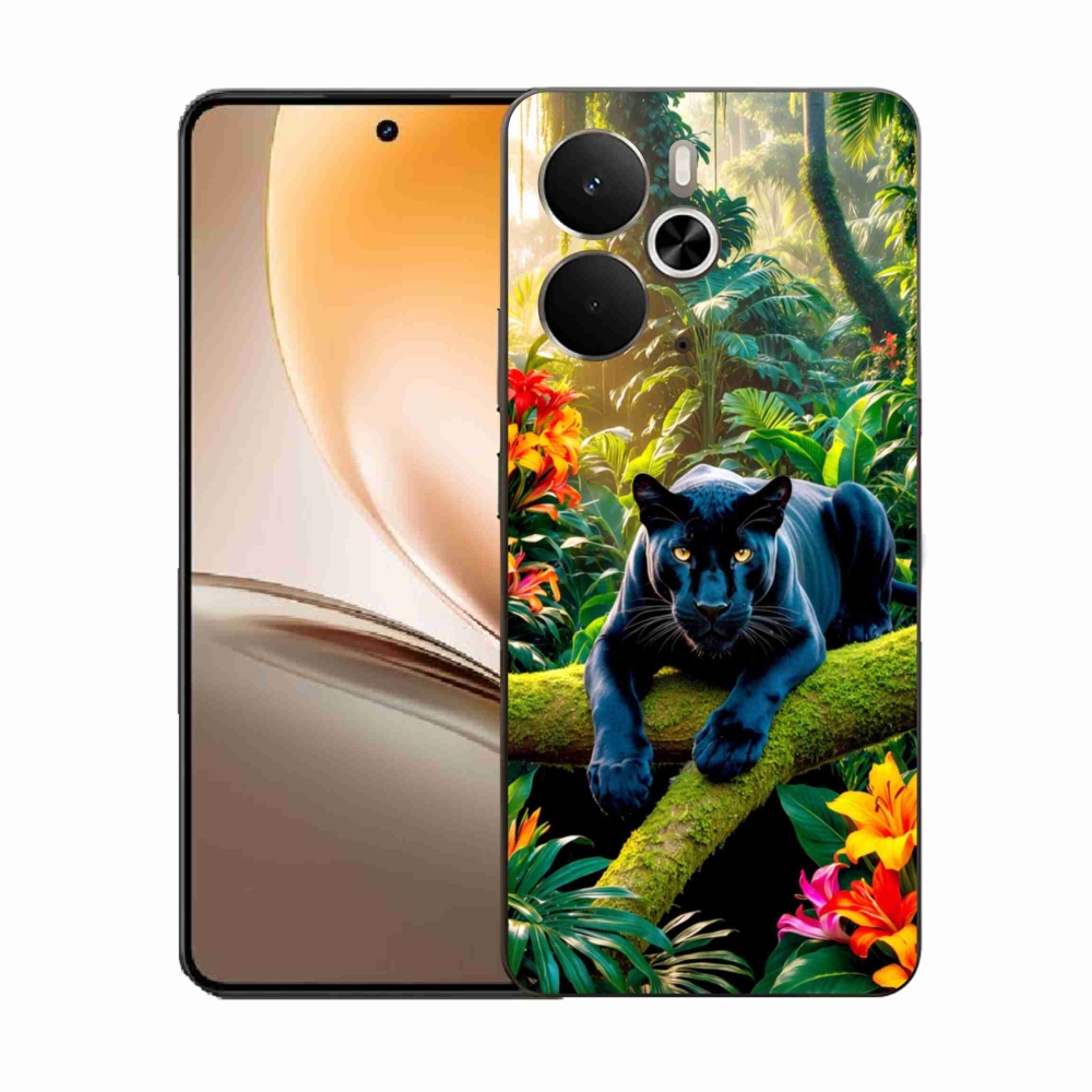 Gélový kryt mmCase na Realme 14T 5G/14 5G - čierny panter v džungli
