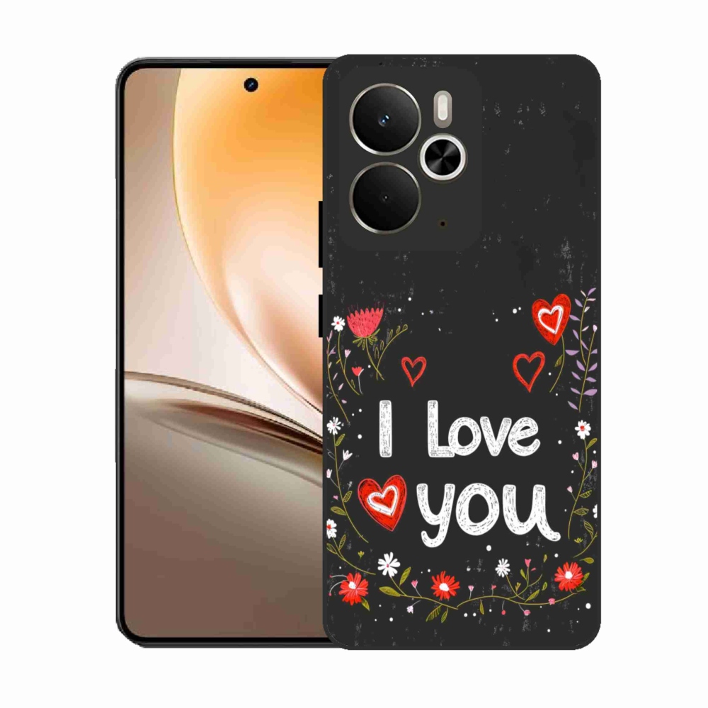Gélový kryt mmCase na Realme 14T 5G/14 5G - I love you čierne pozadie