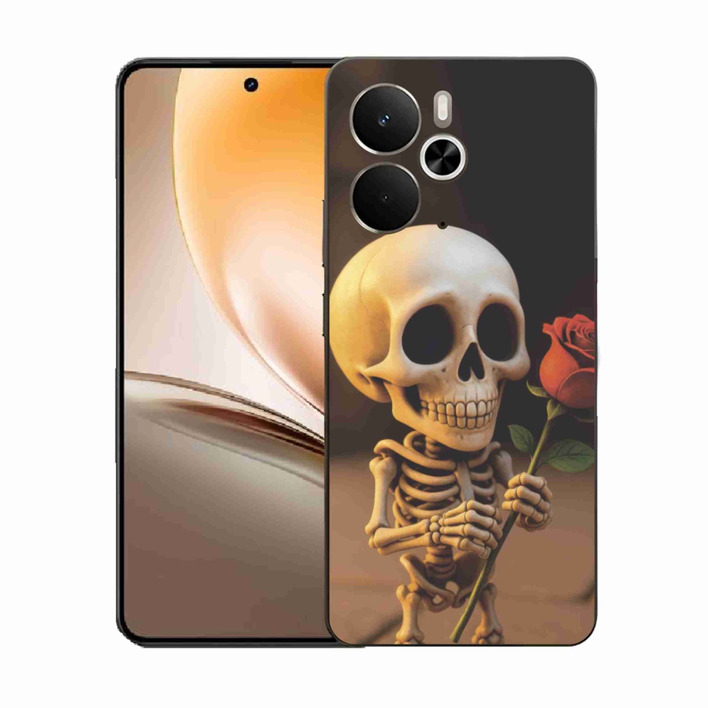 Gélový kryt mmCase na Realme 14T 5G/14 5G - kostlivec s ružou