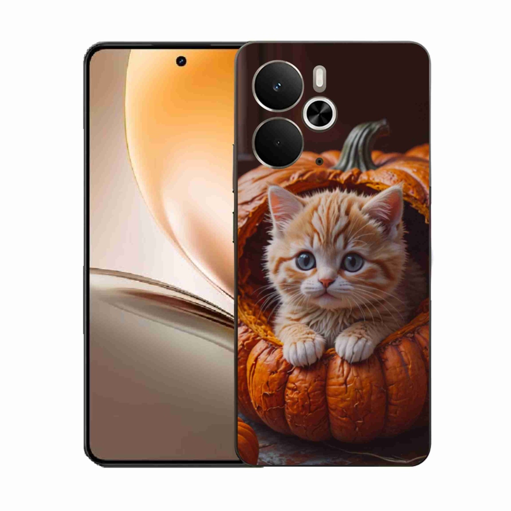 Gélový kryt mmCase na Realme 14T 5G/14 5G - mačiatko a tekvica 2