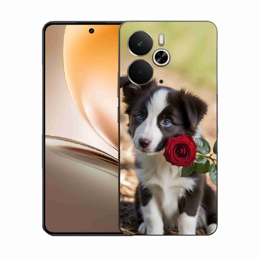 Gélový kryt mmCase na Realme 14T 5G/14 5G - roztomilá border kólia s ružou