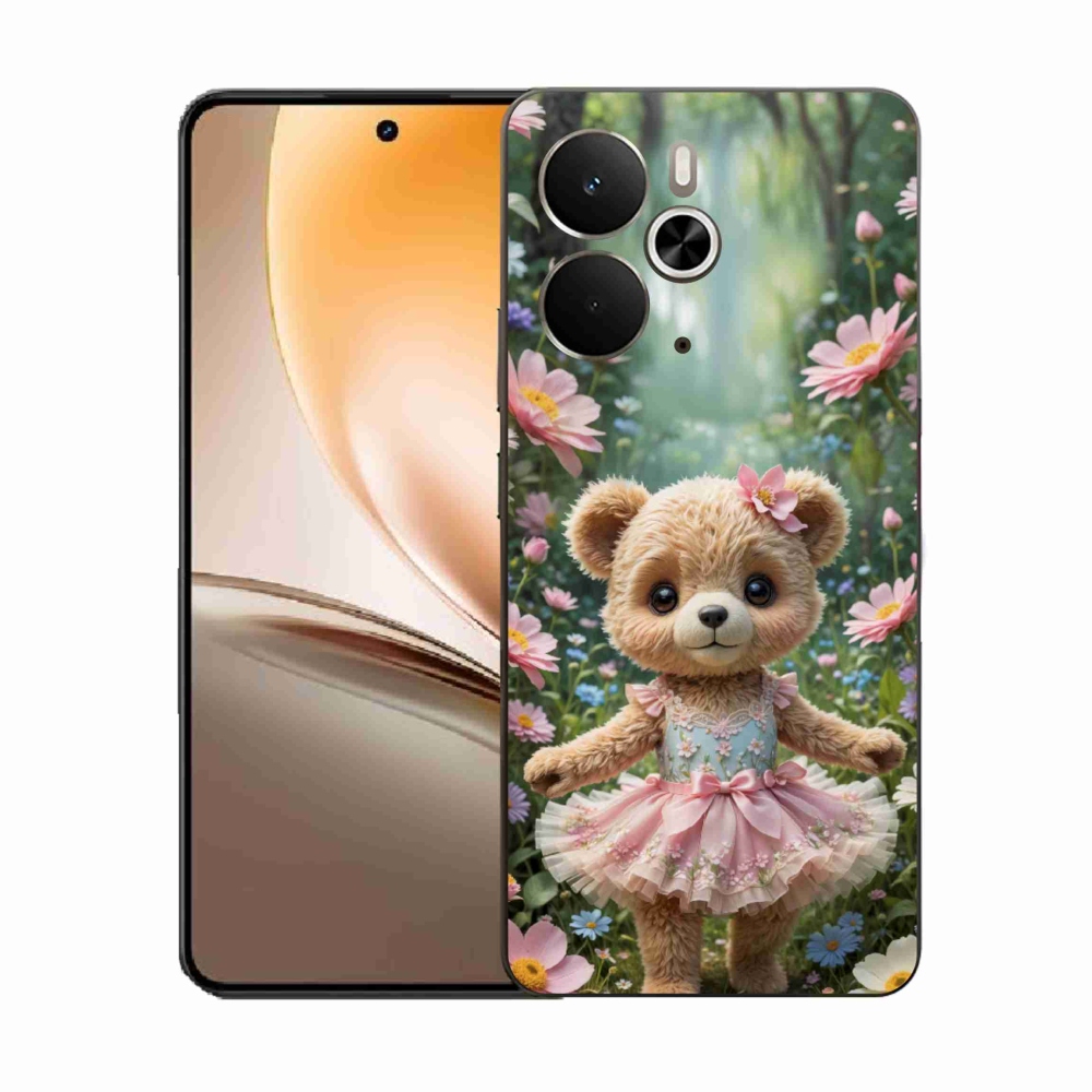Gélový kryt mmCase na Realme 14T 5G/14 5G - roztomilý medvedík v kvetoch