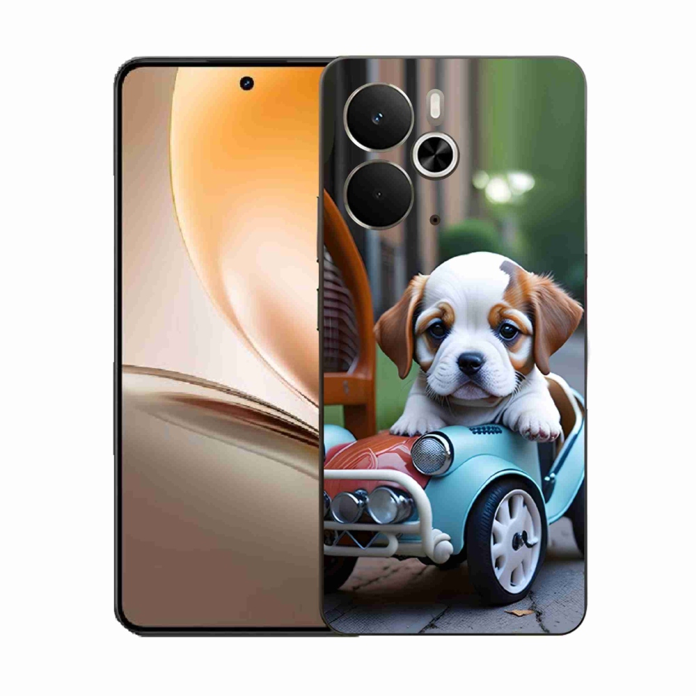 Gélový kryt mmCase na Realme 14T 5G/14 5G - šteňa v retro aute
