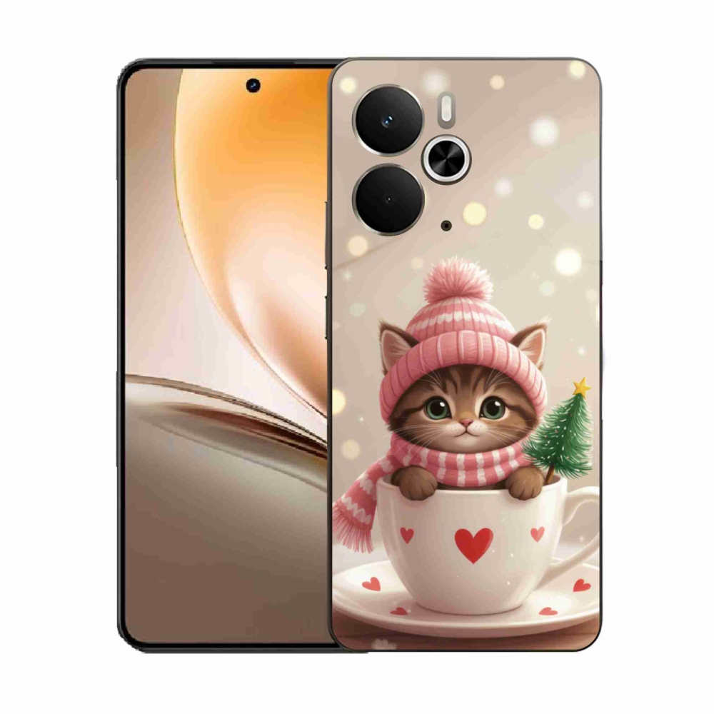 Gélový kryt mmCase na Realme 14T 5G/14 5G - vianočné mačiatko v hrnčeku