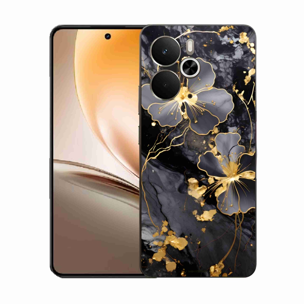 Gélový kryt mmCase na Realme 14T 5G/14 5G - zlaté kvety