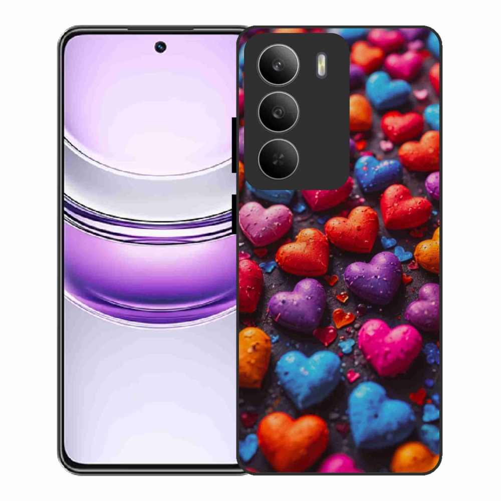 Gélový kryt mmCase na Realme 14x 5G - farebné srdcia