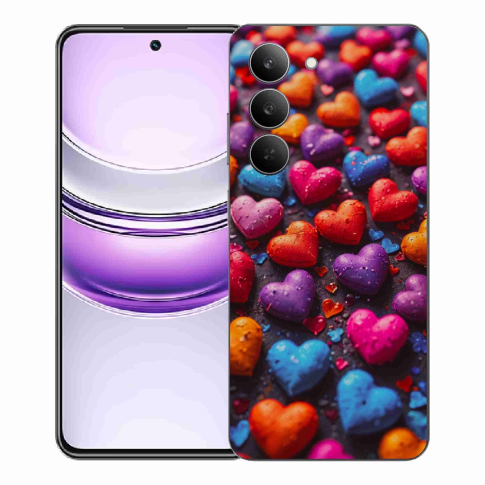 Gélový kryt mmCase na Realme 14x 5G - farebné srdcia