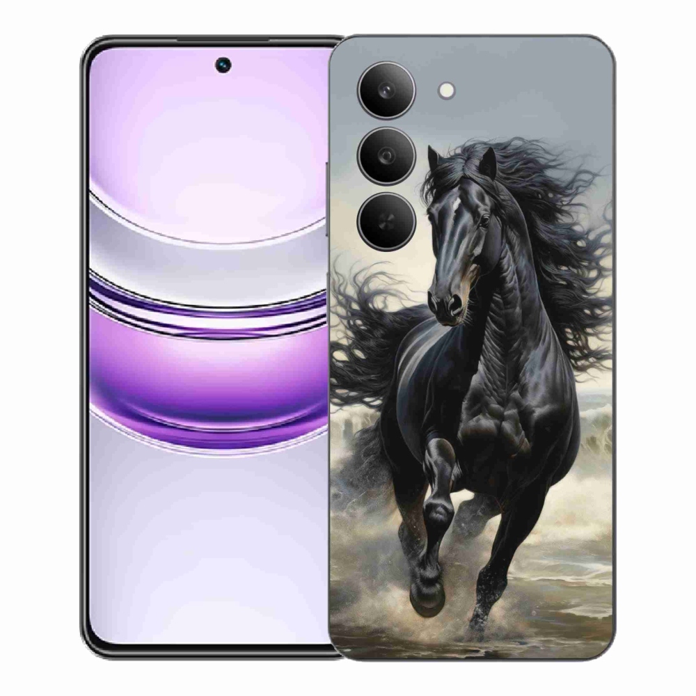 Gélový kryt mmCase na Realme 14x 5G - bežiaci čierny kôň