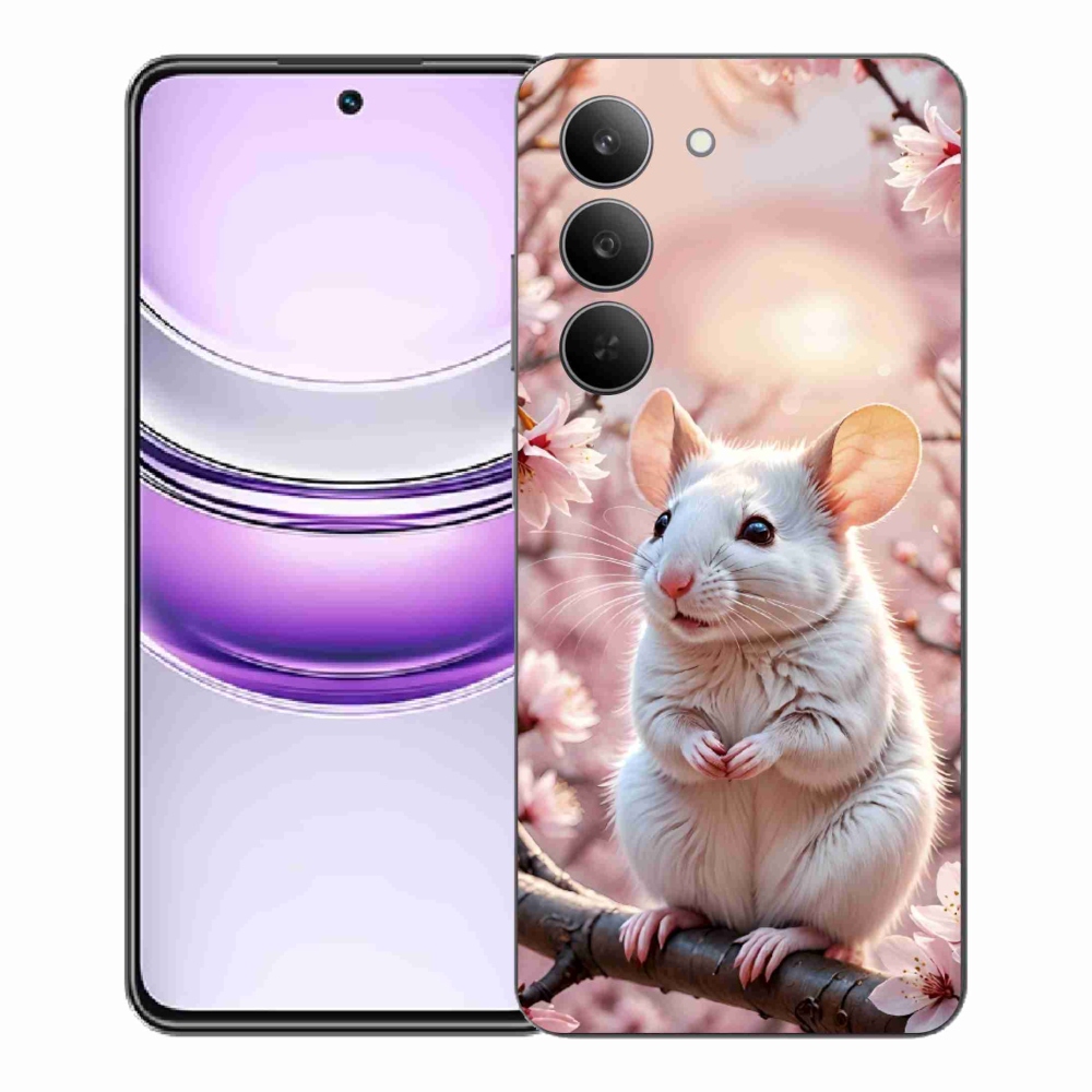 Gélový kryt mmCase na Realme 14x 5G - biela myš na vetve