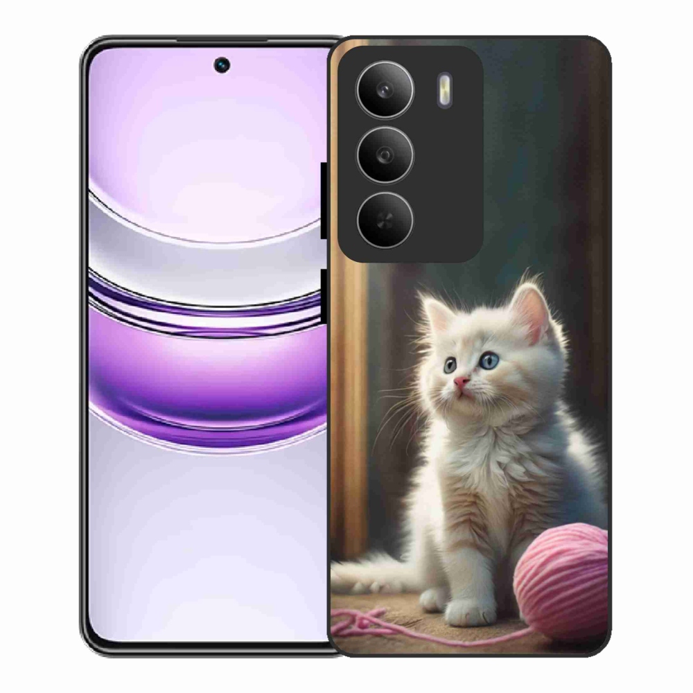 Gélový kryt mmCase na Realme 14x 5G - biele mačiatko 2