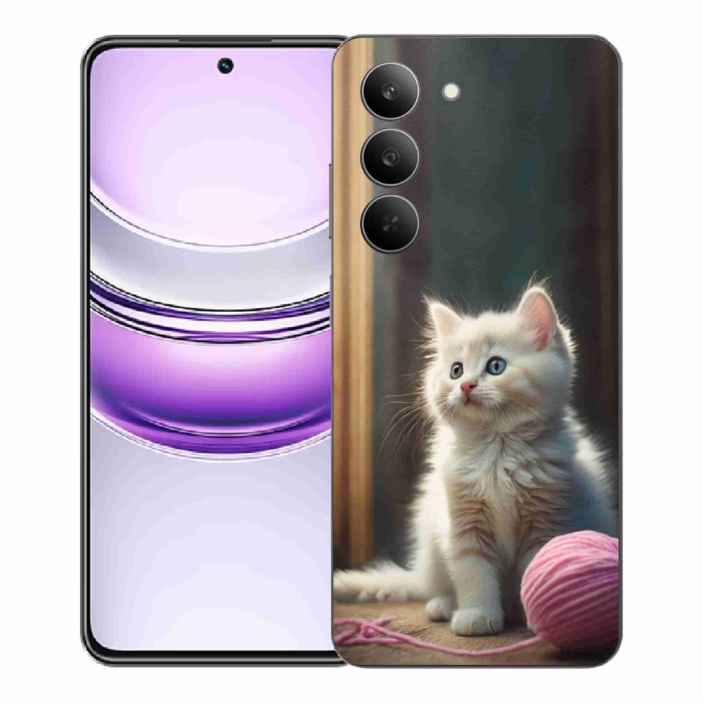 Gélový kryt mmCase na Realme 14x 5G - biele mačiatko 2