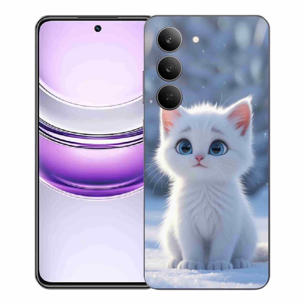 Gélový kryt mmCase na Realme 14x 5G - biele mačiatko 3